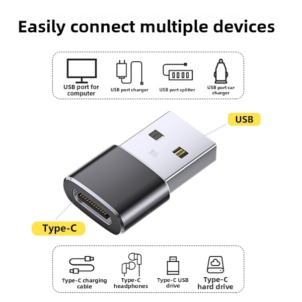 USB-C-sovitin - USB 5PC Silver