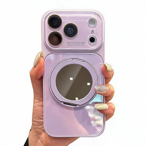 Suojakotelo iPhone 18 Pro Maxille peilillä ja pölysuojatulla verkolla Purple