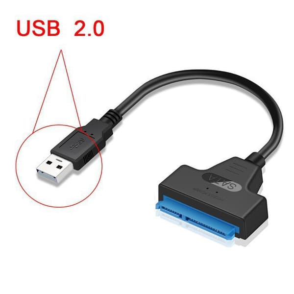 USB 2.0 til SATA-adapter støtter kapasiteter opptil 2 TB for 2,5-tommers HDD/SSD