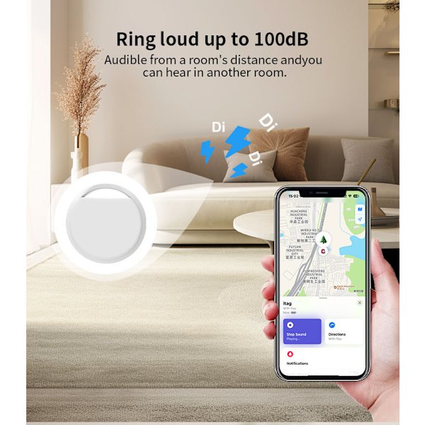 Mini Tracker Anti-tabsenhed til Apple Find My White