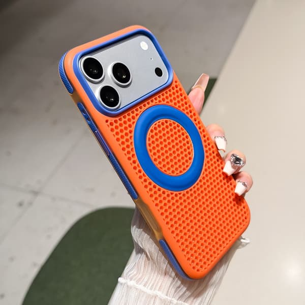 iPhone 18 Pro Cover, MagSafe, Dobbeltlags Honeycomb Varmeafledning, Åndbart og Stødresistent Orange