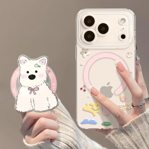 Suojakotelo iPhone 17 Prolle jalustalla