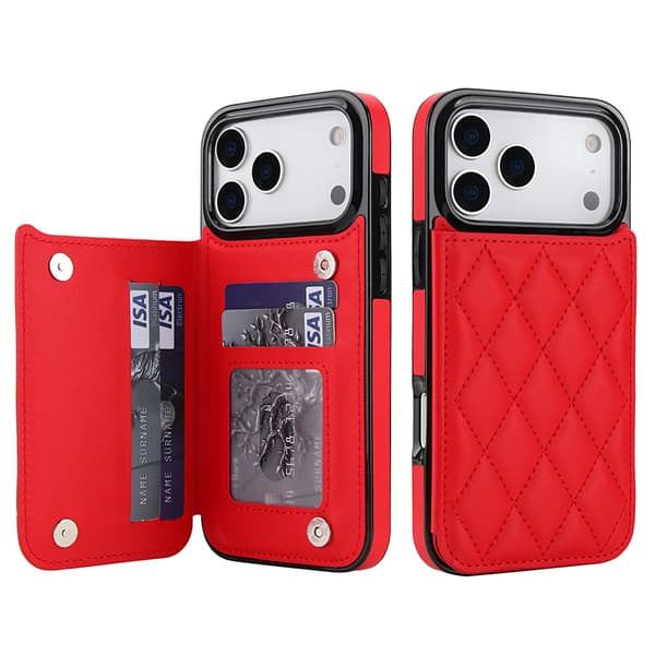 Plånboksfodral för iPhone 18 Pro Max med korthållare – Skyddande läderfodral Red