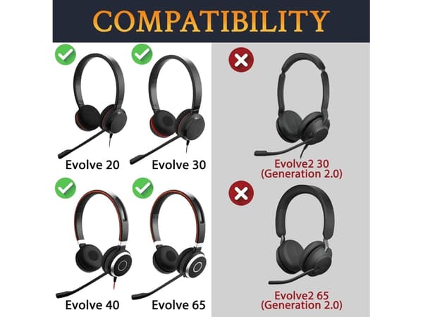 Hodetelefonpute for Jabra Evolve 65/40/30/20 Preto