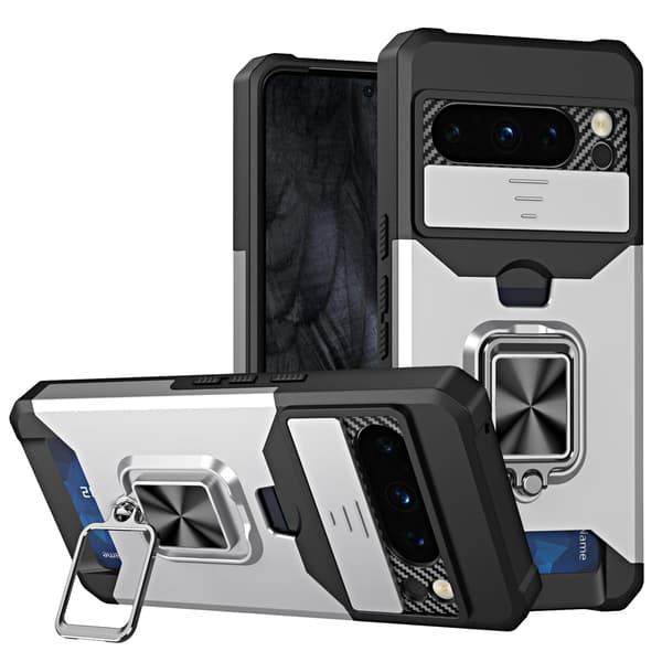 Etui til GOOGLE Pixel 11 Pro/Pixel 11 med kortplads Silver