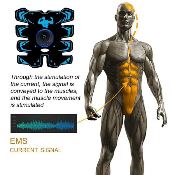 EMS Mage-stimulator med 8 moduser og 19 nivåer for hjemmetrening