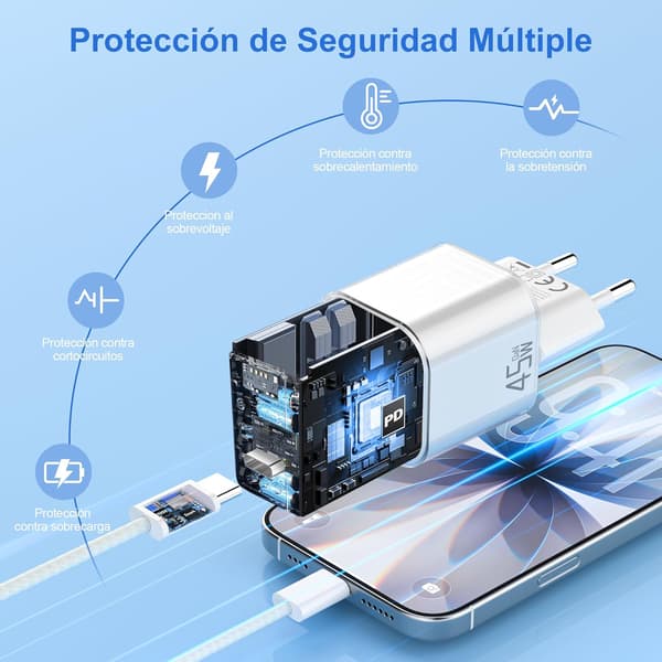 GaN 45w USB-C Oplader Blue