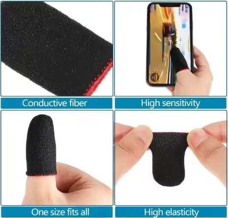 3 par fingerermer for spilling - for mobilspilling Red