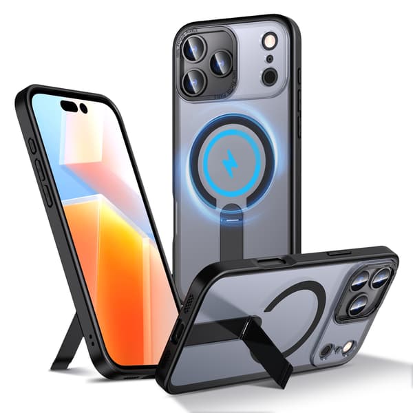 Magnetisk deksel til iPhone 18 Pro, matt finish og integrert stativ Black