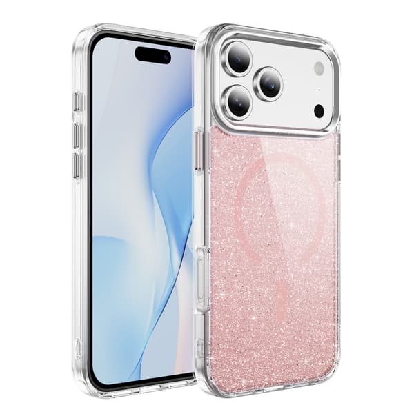 MagSafe-skal till iPhone 17 Pro Max med förstärkt glitter - Transparent