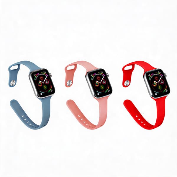 Slank silikonrem til Apple Watch Series 12 42mm (3-pakning)