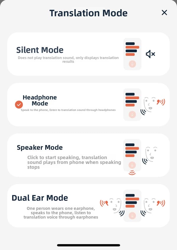 Trådlösa Bluetooth-hörlurar med språktranslator, stöder 140 språk Silver