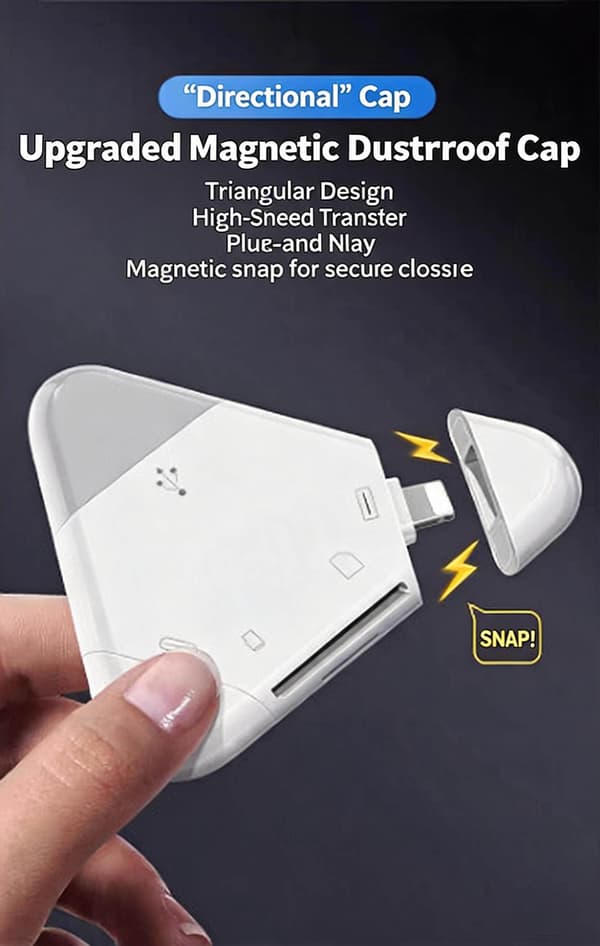 Adapter USB C/Lightning /USB A till TF/SD 3-i-1-hubb för iPhone Plug and Play Orange