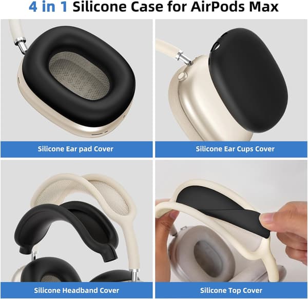 4-i-1 Silikoneetui til AirPods Max 1/2 Black