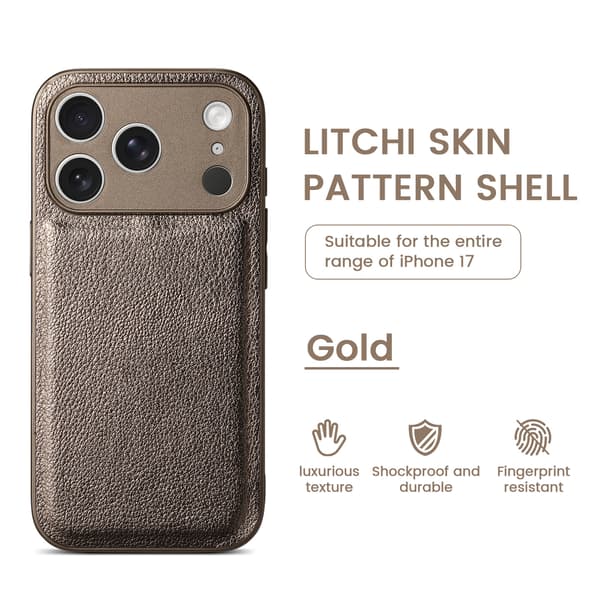 Fodral med litchi-textur för iPhone 18 Pro, dropptåligt och ...