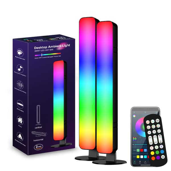 USB-omgivelseslys til soveværelse og pc med RGB, Bluetooth og app 2 stk.
