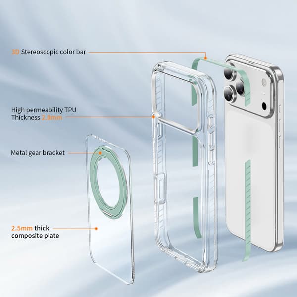 Etui til iPhone 17 Pro Max med MagSafe og 360° stativ Orange