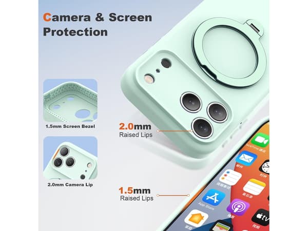 iPhone 18 Pro Cover med Magnetisk Stand, MagSafe Kompatibel Silikone Cyan
