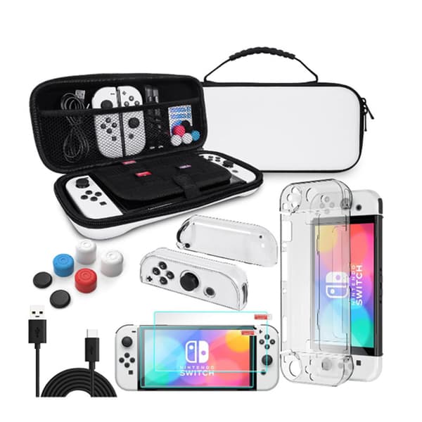 Etui og skjermbeskytter for Switch NS White