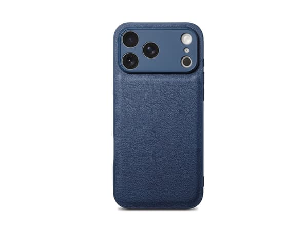PU lædercover til iPhone 18 Pro Max, slank executive-stil, med kamerabeskyttelse og klassisk litchi-tekstur Blue