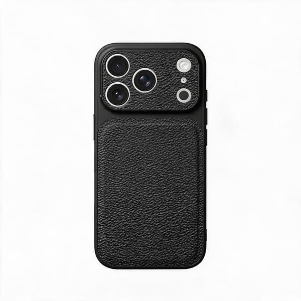 Etui til iPhone 18 Pro med litchi-tekstur og anti-fallbeskyttelse Black