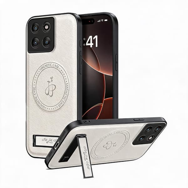 Magnetiskt telefonfodral med lädertextur för Motorola Edge 70 White