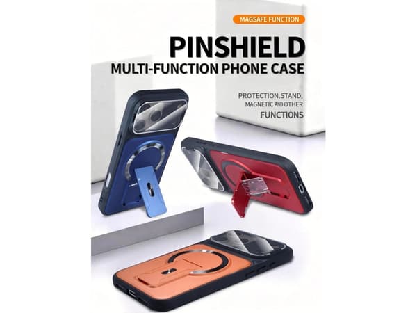 Magnetisk Flip Beskyttelsesdeksel til iPhone 18 Pro Max med Integrert Usynlig Stativ Orange
