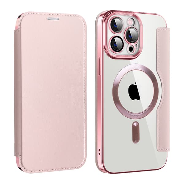 Magsafe beskyttende folioetui til iPhone 15 Pro, holdbart Pink