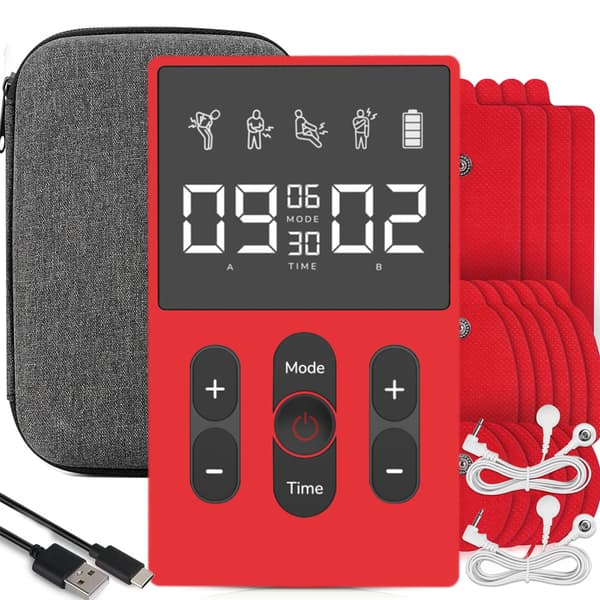 TENS/EMS-stimulator med 12 moduser og dobbel utgang