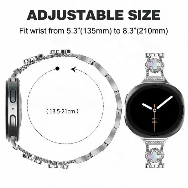 Damearmbånd til Samsung Galaxy Watch 9 (40/44 mm), elegant og holdbart Silver