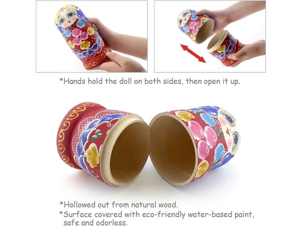 Ryska staplade trädockor Matryoshka-set 6 delar handgjorda leksaker Red