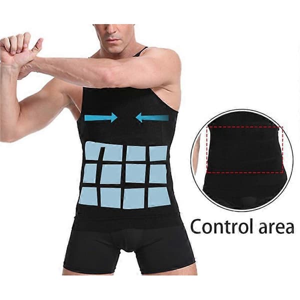 Kroppsformande Slimming Skjorta för Män Mage Väst Kompression Shapewear, M, VIT
