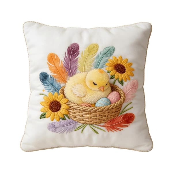 Påskdekorationskuddfodral, 45 cm tryckt och broderad prydnadskudde, söt luddfri design för soffa, sovrum, vardagsrum – kompatibel med påsk