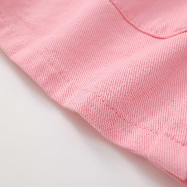 Pigepige søde denimskorts med elastik i taljen, lige ben, nederdelshorts, pink 6-7 år