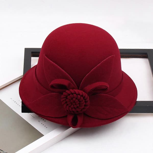 Fedora hatte til kvinder efterår vinter blomster fascinator hatte afslappet elegant uld bowlerhat spandhatte