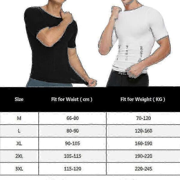 Body Shaper Kompressionströja för Män, Slimmande Toppar, Formande Träningströja för Magen, L, Vit
