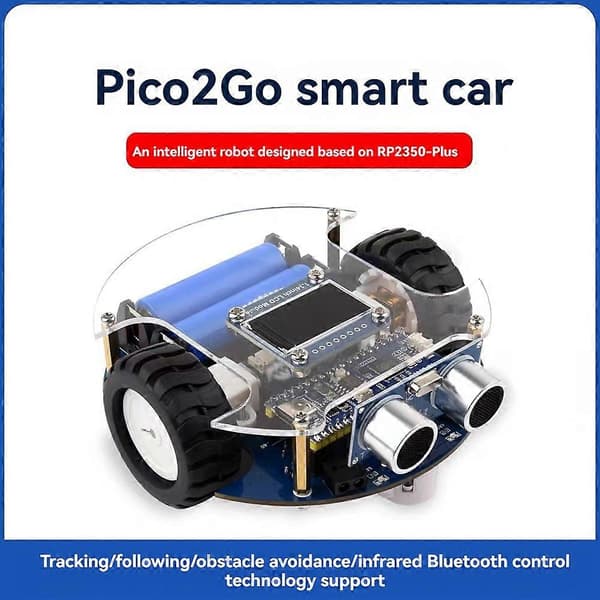 Smart PicoGo Bilrobot RP2350-Plus Utvecklingskort med Hinderundvikande Modul/Spårningsmodul/Bluetooth-modul