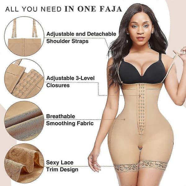 Comfy Colombians Shapewear för kvinnor, magkontroll, kompressionsplagg efter operation CAG, Medium, Beige