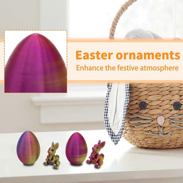 1,6\" 3D-printet påskehare- og eggpynt – bevegelig skrivebordsdekor, vårgave, samlefigur, 1 stk
