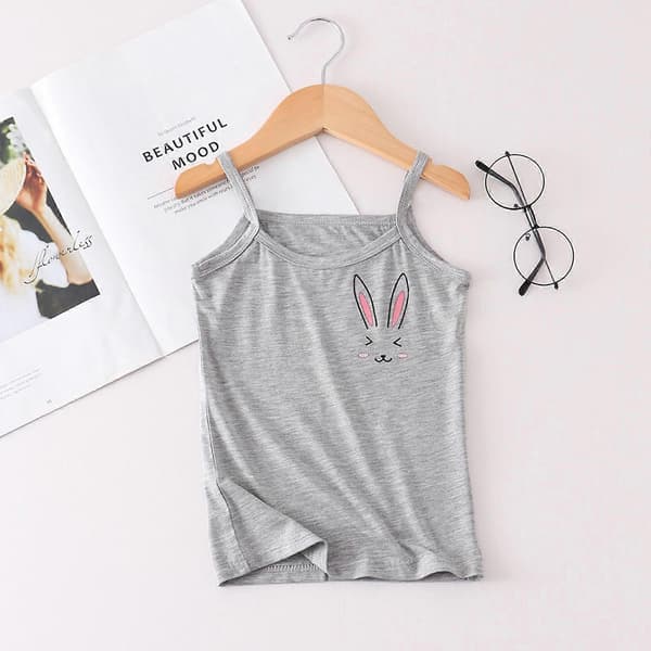 Små piger camisole undertrøjer bløde søde print påskeharetoppe børneundertrøje komfort åndbar tanktop bløde tanktoppe 10-12 år
