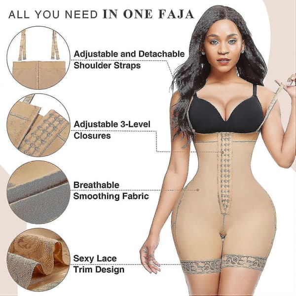 Bekväma Shapewear för Kvinnor, Tummy Control, Kompressionsplagg efter Operation, Small, Beige