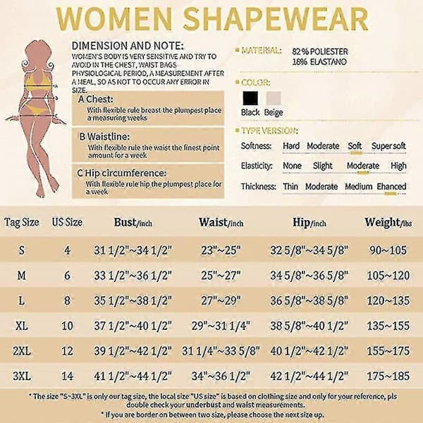 Shapewear Bodysuit för Kvinnor, Kompressionsplagg efter Operation, Fast Kontroll, Formande Underkläder, Midjetränare, Bantning, Nude, 3XL