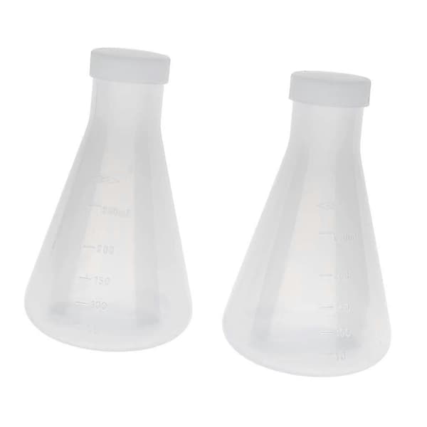 Laboratorie Examen Graderad Konisk Plastflaska, Mätbar, Tjock Vägg, Två Flaskor á 250ml