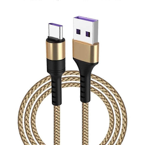 USB Type-C 1m flätad snabbladdningskabel, 1m (Guld)