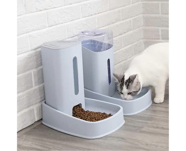 Automatisk foderautomat/vattenfontän - 3,8L x 2 stycken - hund/kattmat/torrfoder tillbehör för husdjursskålar