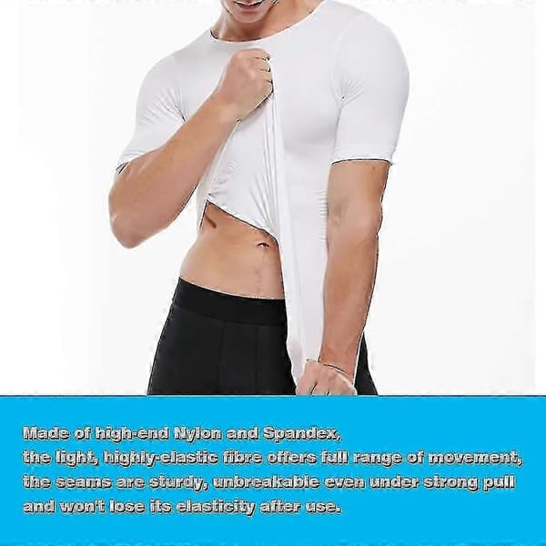 Body Shaper Kompressionströja för Män, Slimmande Toppar, Formande Träningströja för Magen, L, Vit