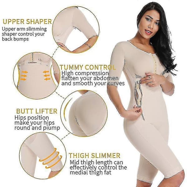 Formande Bodysuit för Kvinnor, Helkropp, Kompression efter Operation, Fast Kontroll, Midjetränare, Bantningsunderkläder, Nude, L