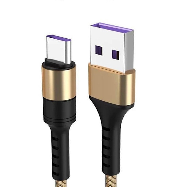 USB Type-C 1m flätad snabbladdningskabel, 1m (Guld)