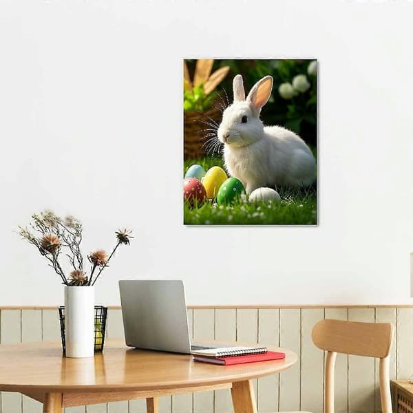 Påskhare Äggtryck Väggkonst – Kanin Canvas Poster för Sovrum, Vardagsrum, Badrum, Kontor – Påsk Heminredning & Presenter