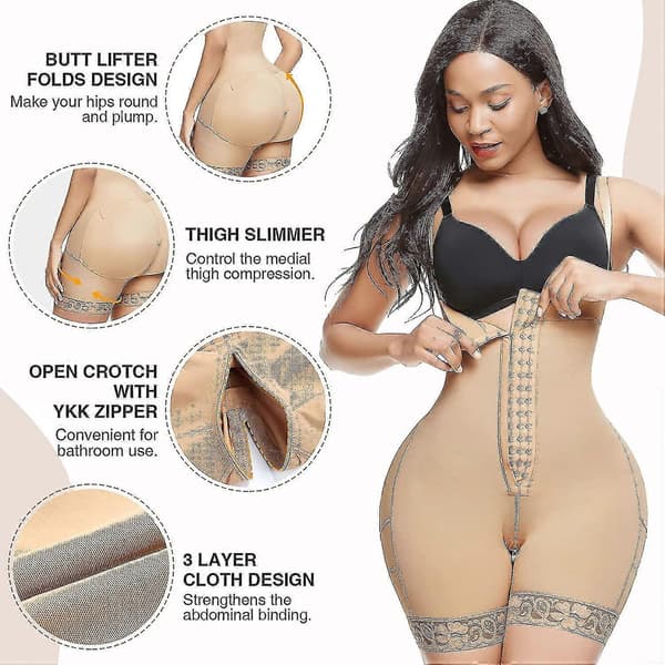 Bekväma Shapewear för Kvinnor, Tummy Control, Kompressionsplagg efter Operation, Medium, Beige
